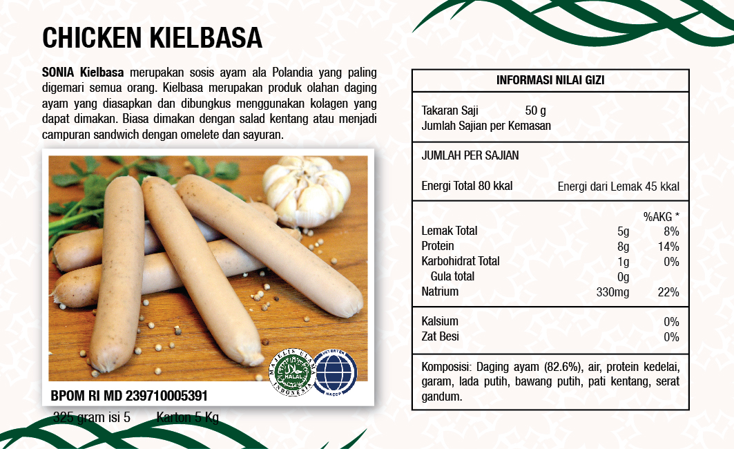 Chicken Kielbasa (23/65, 325gr, 5)